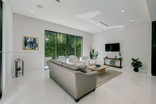 1780 Chucunantah Rd, Miami, FL 33133 - living area featuring light marble finish flooring and recessed lighting