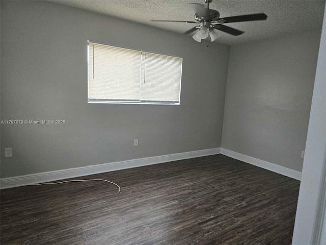 7917 Juniper St, Miramar, FL 33023 - unfurnished room featuring dark wood-style flooring, ceiling fan, baseboards, and a textured ceiling