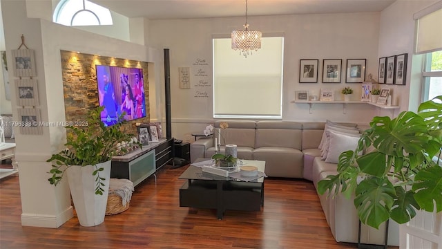 1374 NW 159th Ave, Pembroke Pines, FL 33028 - living room with wood finished floors and a chandelier