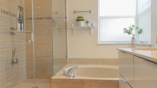 1374 NW 159th Ave, Pembroke Pines, FL 33028 - full bathroom with a shower stall, a garden tub, and vanity