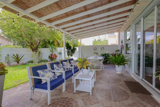 1374 NW 159th Ave, Pembroke Pines, FL 33028 - view of patio with a fenced backyard and an outdoor living space