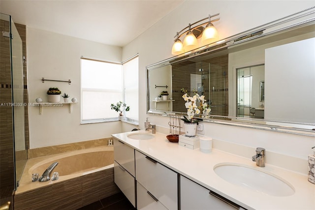 1374 NW 159th Ave, Pembroke Pines, FL 33028 - bathroom with a stall shower, a bath, and double vanity