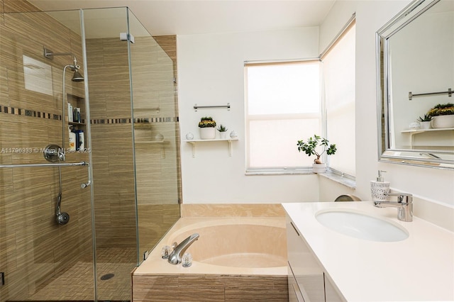 1374 NW 159th Ave, Pembroke Pines, FL 33028 - full bathroom featuring a shower stall, a garden tub, and vanity