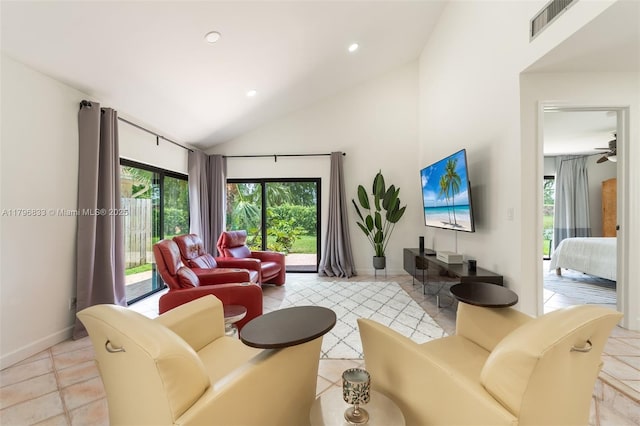 3620 E Forge Rd Unit 16, Davie, FL 33328 - living room featuring vaulted ceiling and recessed lighting
