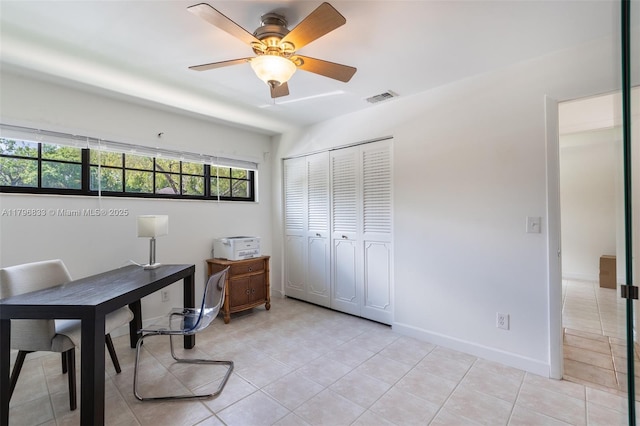 3620 E Forge Rd Unit 16, Davie, FL 33328 - home office featuring light tile patterned flooring and ceiling fan