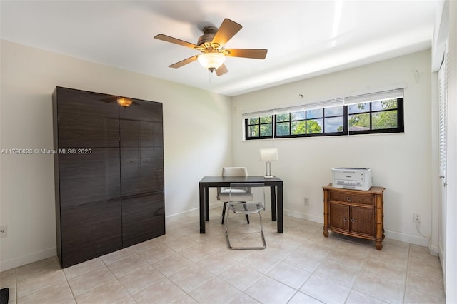 3620 E Forge Rd Unit 16, Davie, FL 33328 - office area featuring ceiling fan and light tile patterned floors