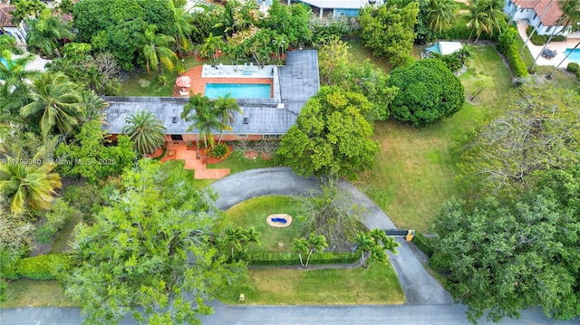 view from above of property with a pool