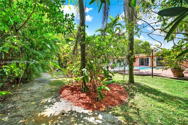view of yard with an outdoor pool