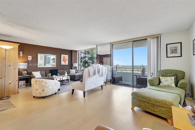 600 Three Islands Blvd Unit 1703, Hallandale Beach, FL 33009 - living room with expansive windows, a textured ceiling, and wood finished floors