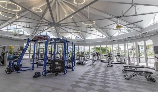 600 Three Islands Blvd Unit 1703, Hallandale Beach, FL 33009 - workout area with high vaulted ceiling