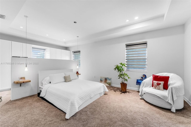 655 SE 37th Ter, Homestead, FL 33033 - bedroom featuring a raised ceiling, carpet flooring, recessed lighting, and baseboards