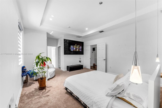 655 SE 37th Ter, Homestead, FL 33033 - bedroom featuring carpet floors, a tray ceiling, baseboards, and recessed lighting