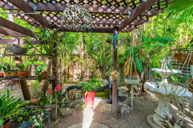 655 SE 37th Ter, Homestead, FL 33033 - view of yard featuring a pergola and fence