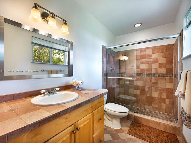 10643 NE 10th Pl, Miami Shores, FL 33138 - bathroom with vanity, a shower stall, and recessed lighting