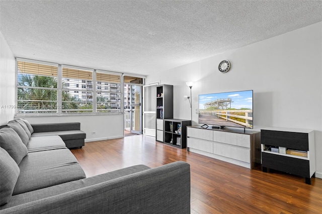 251 174th St Unit 212, Sunny Isles Beach, FL 33160 - living area featuring wood finished floors, a textured ceiling, and baseboards