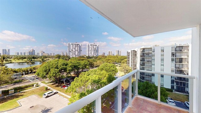 3625 N Country Club Dr Unit 609, Aventura, FL 33180 - balcony featuring a skyline view and a water view