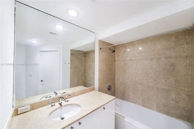 901 Brickell Key Blvd Unit 607, Miami, FL 33131 - bathroom with shower / tub combination, vanity, and recessed lighting