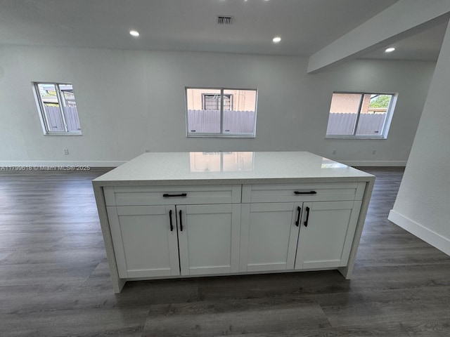 3039 NW 51st Ter, Miami, FL 33142 - kitchen featuring baseboards, open floor plan, white cabinets, recessed lighting, and dark wood-type flooring