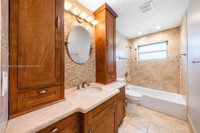 10840 NW 40th St, Coral Springs, FL 33065 - bathroom featuring bathing tub / shower combination, tile patterned flooring, toilet, and vanity