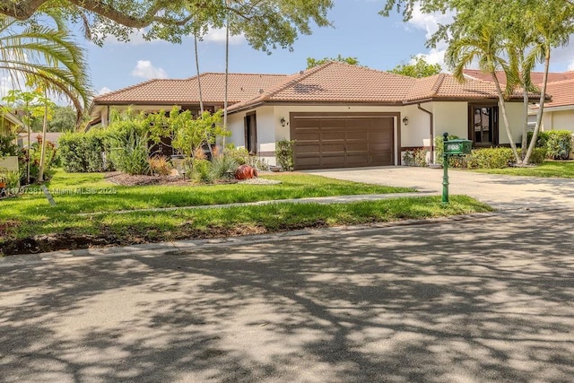 808 Hampton Ct, Weston, FL 33326 - view of front facade with a tiled roof, a garage, concrete driveway, and stucco siding