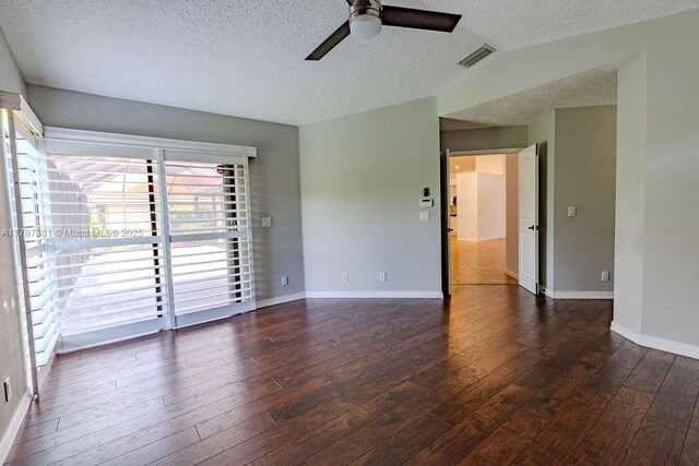 808 Hampton Ct, Weston, FL 33326 - spare room featuring a ceiling fan, a textured ceiling, hardwood / wood-style flooring, and baseboards