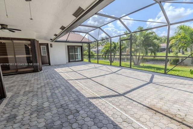 808 Hampton Ct, Weston, FL 33326 - view of patio / terrace with a lanai and a ceiling fan
