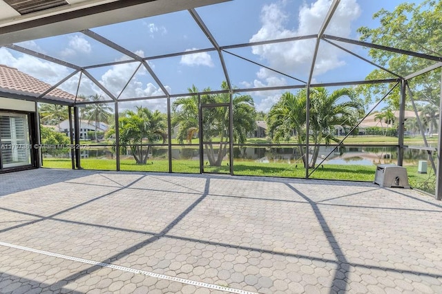 808 Hampton Ct, Weston, FL 33326 - view of patio featuring a water view and glass enclosure