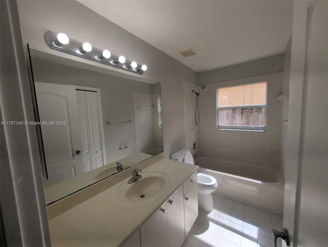 2013 NE 3rd Ct, Homestead, FL 33033 - bathroom with tile patterned flooring, toilet, tub / shower combination, and vanity