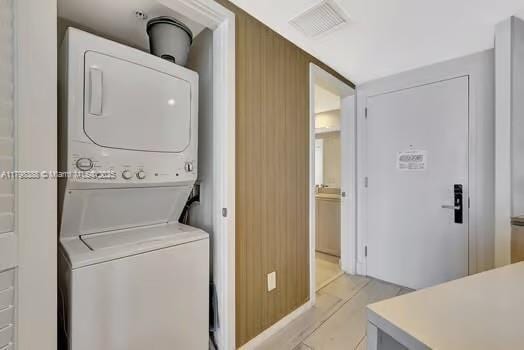 4111 S Ocean Dr Unit 3205, Hollywood, FL 33019 - washroom featuring stacked washer / dryer