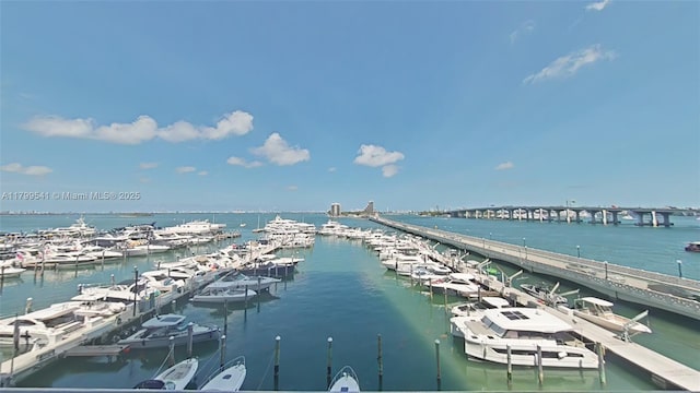555 NE 15th St Unit 508, Miami, FL 33132 - water view with a dock, numerous boat docks, and a notable bridge