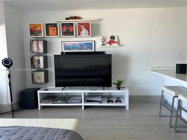 555 NE 15th St Unit 508, Miami, FL 33132 - living area featuring baseboards and wood finished floors