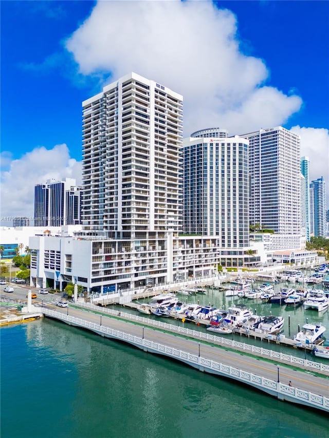 555 NE 15th St Unit 508, Miami, FL 33132 - view of property featuring view of marina, a water view, and a skyline view