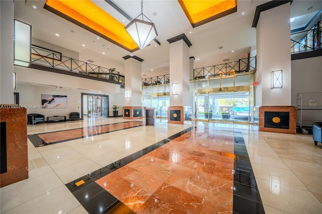 555 NE 15th St Unit 508, Miami, FL 33132 - building lobby with a towering ceiling and recessed lighting
