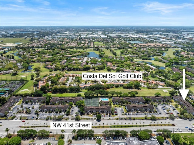 aerial view of a nearby body of water