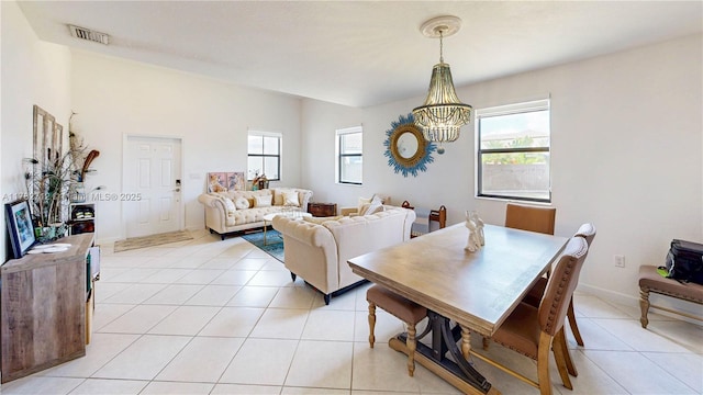 22986 SW 128th Pl, Miami, FL 33170 - dining space with a chandelier and light tile patterned floors