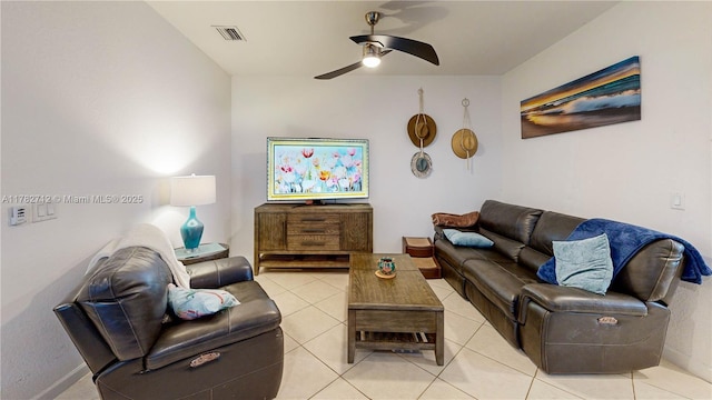 22986 SW 128th Pl, Miami, FL 33170 - living area featuring a ceiling fan and light tile patterned floors