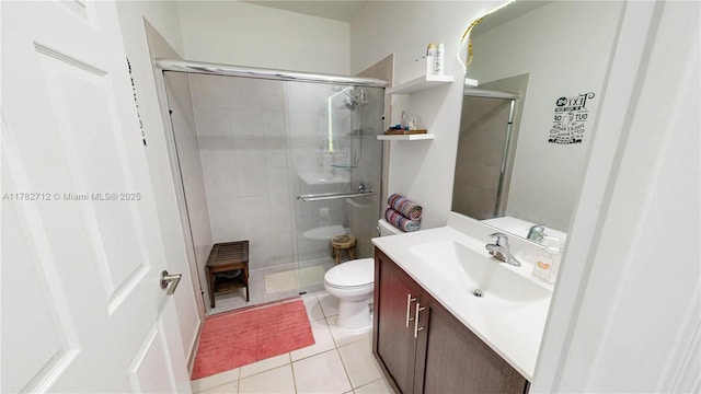 22986 SW 128th Pl, Miami, FL 33170 - bathroom with a shower stall, tile patterned flooring, vanity, and toilet