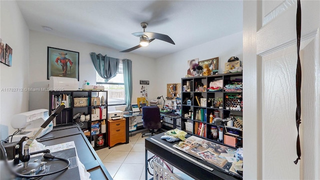 22986 SW 128th Pl, Miami, FL 33170 - office area with a ceiling fan and light tile patterned floors
