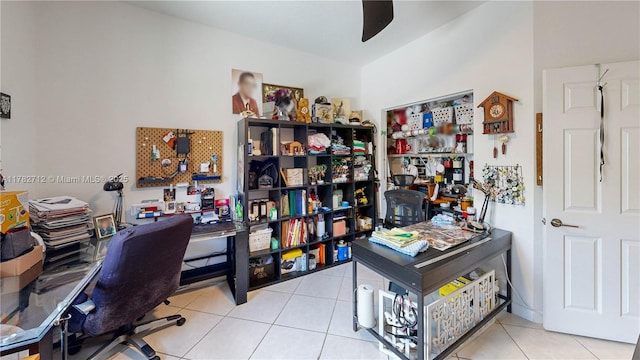 22986 SW 128th Pl, Miami, FL 33170 - tiled office with a ceiling fan