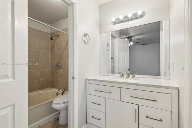 8101 NW 44th Ct, Lauderhill, FL 33351 - full bath with a ceiling fan, vanity, shower / bathtub combination, and tile patterned flooring