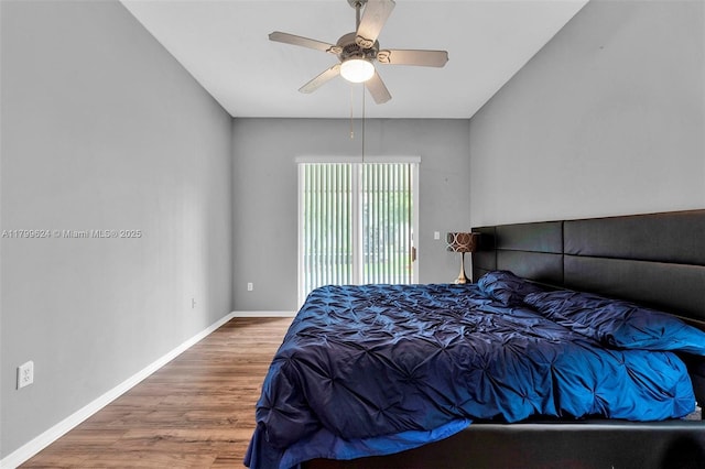 2625 SE 5th Ct, Homestead, FL 33033 - bedroom featuring wood finished floors, access to outside, ceiling fan, and baseboards
