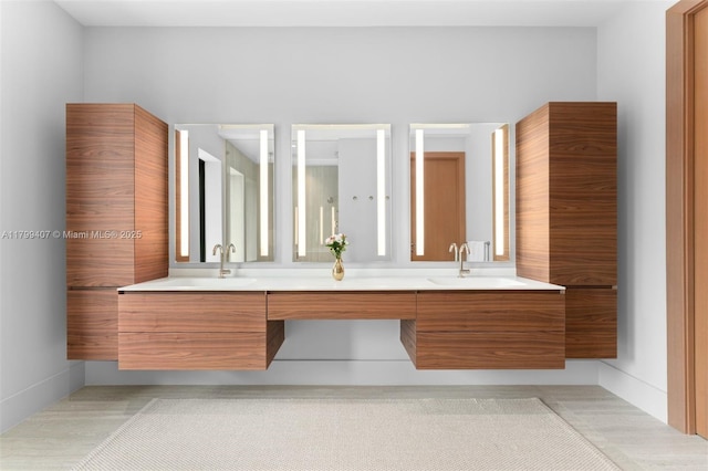 bathroom with double vanity