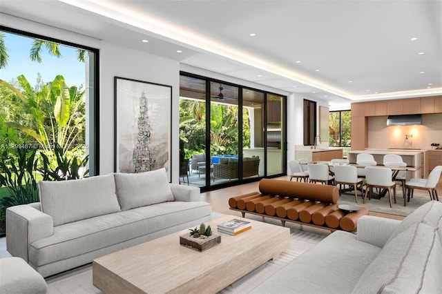building lobby with recessed lighting