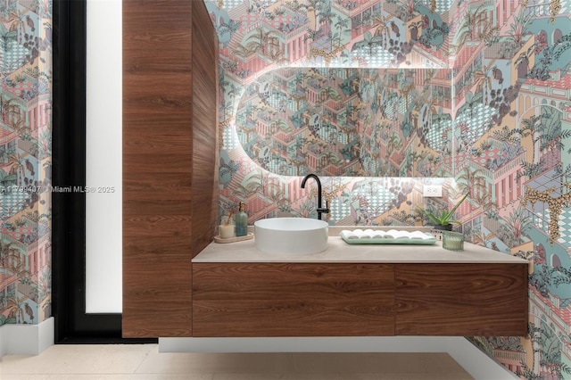 bathroom featuring vanity and tile patterned floors