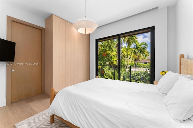 bedroom featuring light wood finished floors