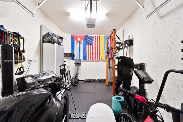 25079 SW 114th Ct, Homestead, FL 33032 - exercise room featuring a garage and a textured wall