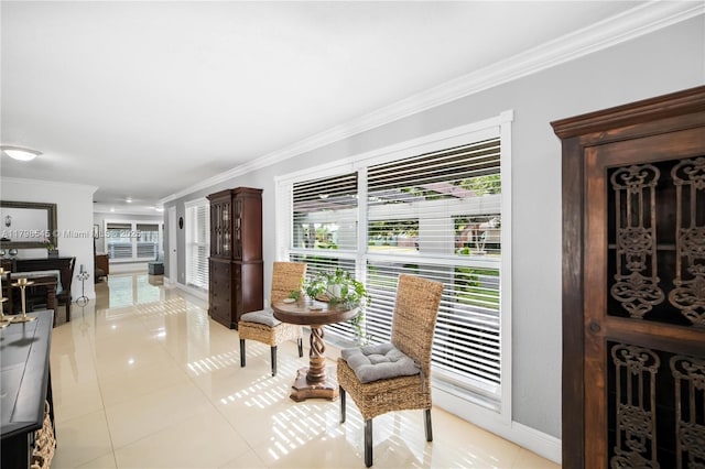 17514 SW 82nd Ct, Palmetto Bay, FL 33157 - corridor with ornamental molding and light tile patterned floors