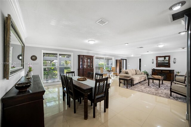 17514 SW 82nd Ct, Palmetto Bay, FL 33157 - dining room with crown molding and light tile patterned floors