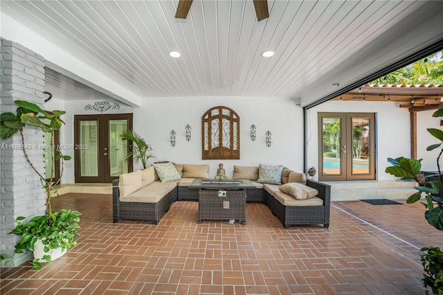 17514 SW 82nd Ct, Palmetto Bay, FL 33157 - view of patio with french doors and an outdoor hangout area