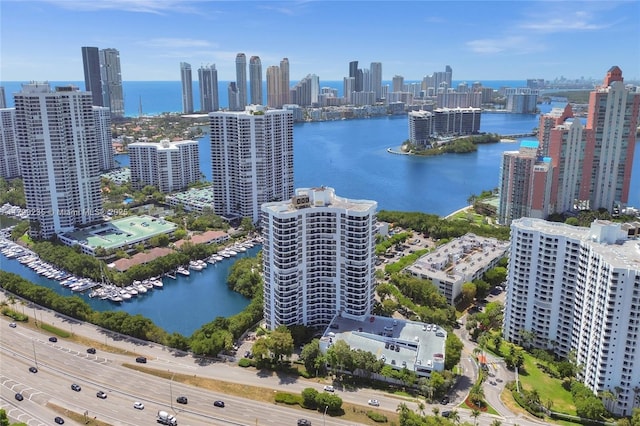 3400 NE 192nd St Unit Ph11, Aventura, FL 33180 - aerial view of a view of skyline, a large body of water, and a marina